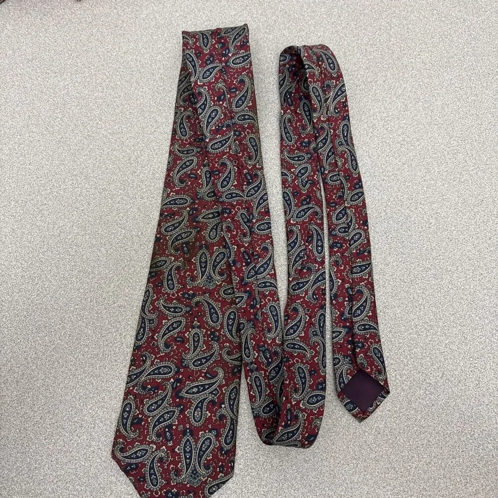 Lot Of 3 Vintage Harve Benard Silk Neck Tie Red/Burgundy, Paisley, Geometric